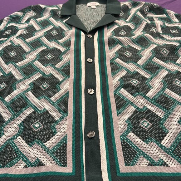 NWOT Reiss Green cuban collared  cardigan - Picture 2 of 5